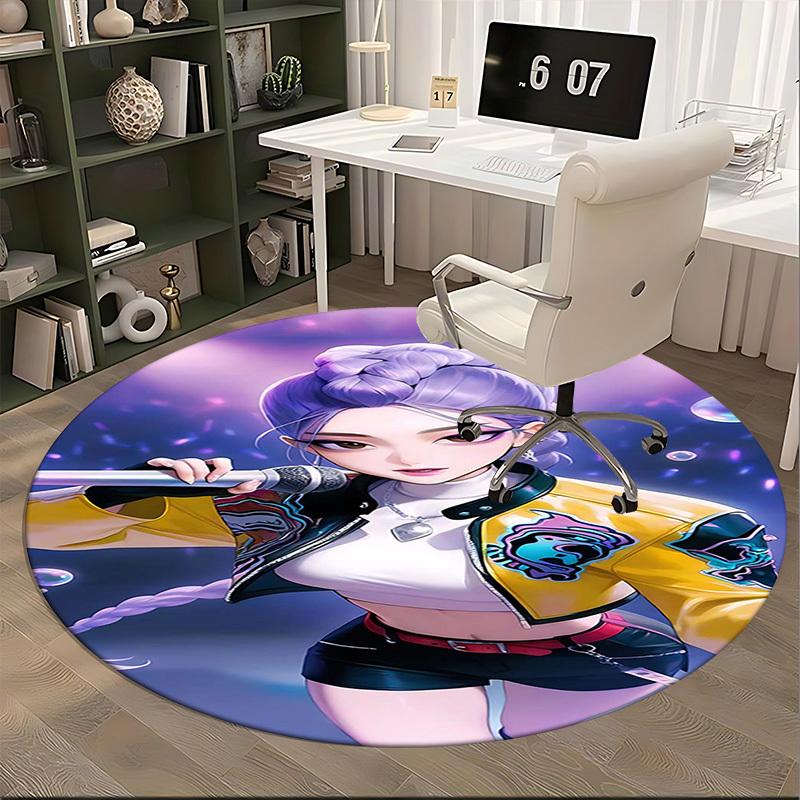 1pc Anime Design Round Carpet - Office Chair Mat, Non-Slip Rug for Anime Fans | Festival Gift, Seasonal Decor | Suitable for Home Office, Living Room