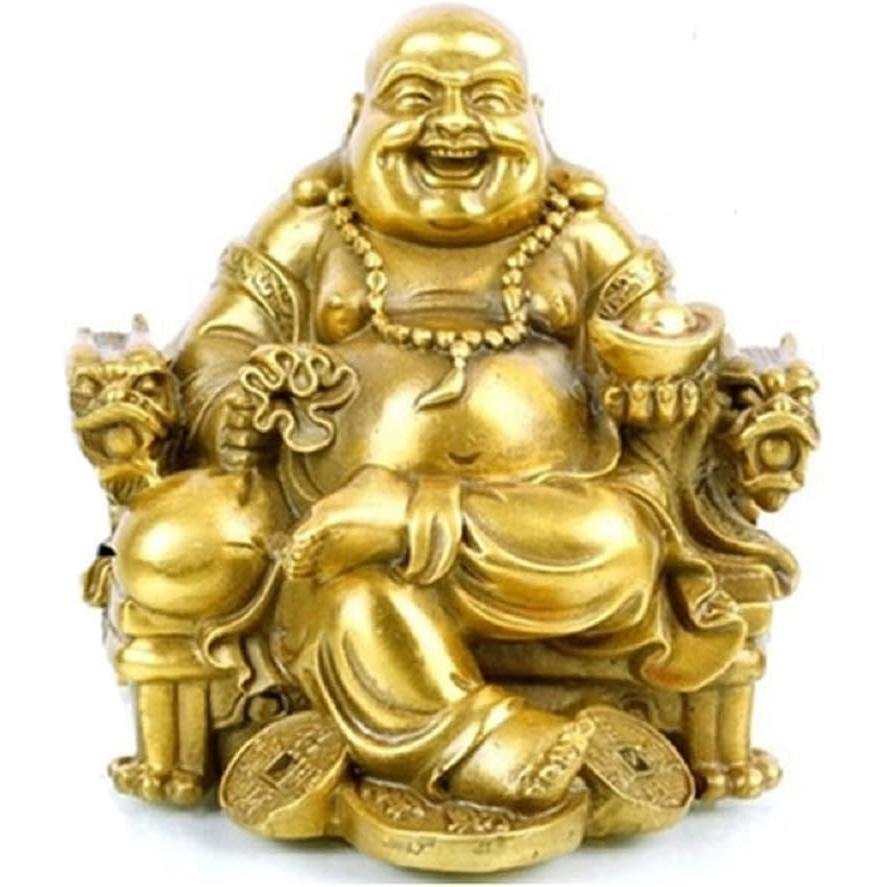 Hotei-sama Dragon Chair Buddha Maitreya Buddha Maitreya Bodhisattva Feng Shui Goods Ornament Money Luck Amulet Copper
