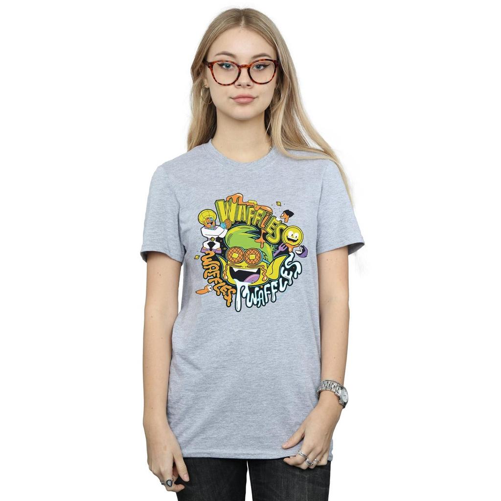 DC Comics Womens/Ladies Teen Titans Go Waffle Mania Cotton Boyfriend T-Shirt