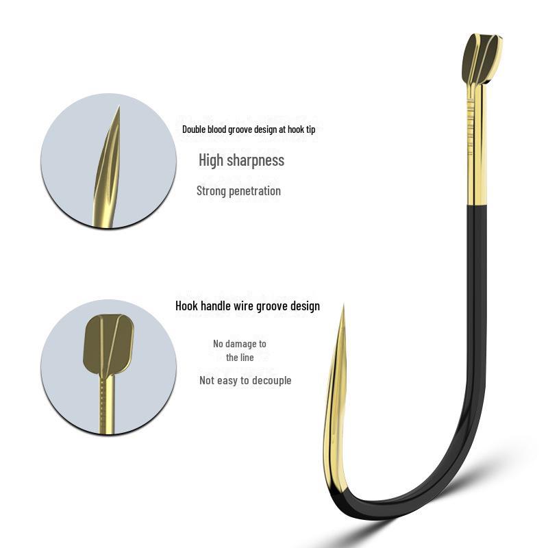 

Компания New Kanto Japan импортировала оптом рыболовные крючки для ловли карпа из черного золота. 0.5#