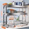 Double-Layer 304 Stainless Steel Over-Sink Dish Drying Rack