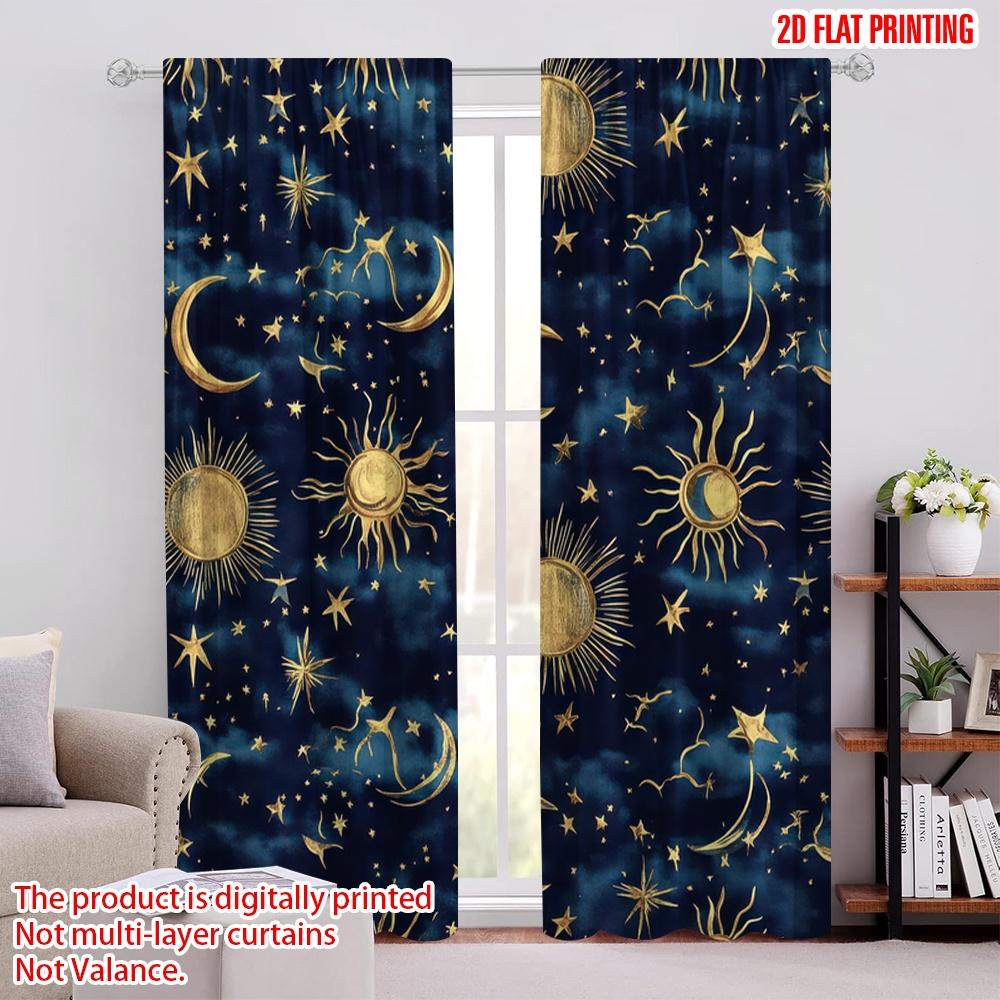 

2D flat printing 2pcs Window Drapes Boho Outer Space Versatile Durable Polyester,Without Electricity Family Party Decoration for 52.50 × 116.00 cm 2 pcs