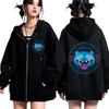 KPop Demon Hunters Huntrix Blue Tiger Derpy Graphic Printed Zipper Hoodies Men Women Fashion Sweatshirt Harajuku Jacket Coats