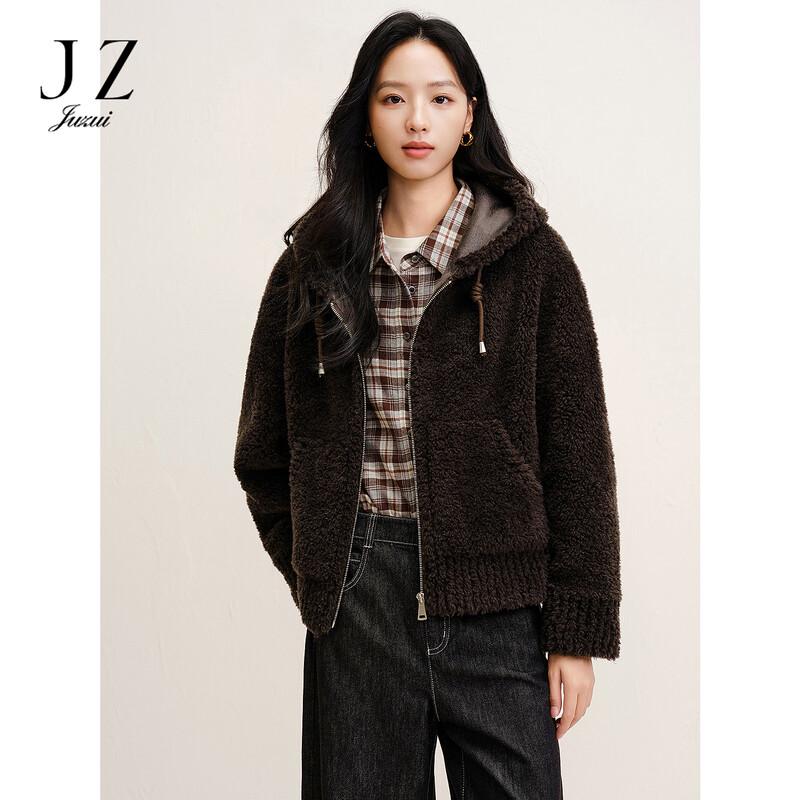 

JUZUI Women s Maillard 100% Wool Sherpa Fleece Coat L
