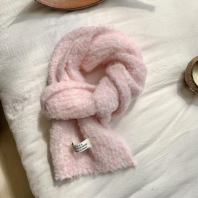 

Knitted scarf women s winter new solid color versatile warm imitation cashmere soft waxy plush scarf scarf