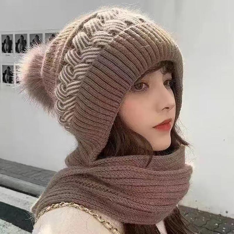 

Зимние вязаные шапки и шарфы Skullies, комплект из холодного шарфа для защиты ушей, теплые шапки для девочек, ветрозащитные шапки для велоспорта и женщин, кепки для активного отдыха хаки