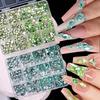 12 Grids Flat Bottom Mixed Nail Diamond 12 Color Nail Rhinestone Shiny Colorful Nail Gems Glass Stones Nail Charm