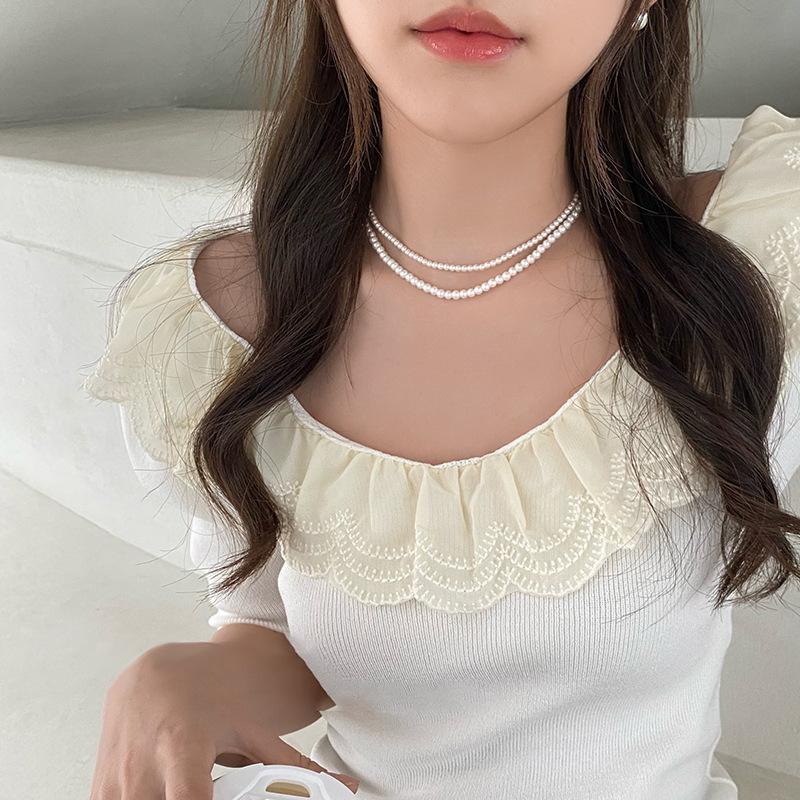 French pearl necklace simple commuter versatile collarbone chain design sense creative necklace women