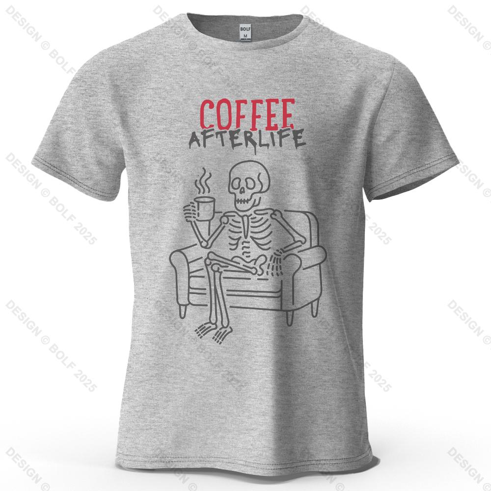 Coffee Afterlife Humorous Printed Men's T-Shirt 100% Cotton Oversized Relaxed Graphic Tees for Women Tops Tees Casual Streetwear
