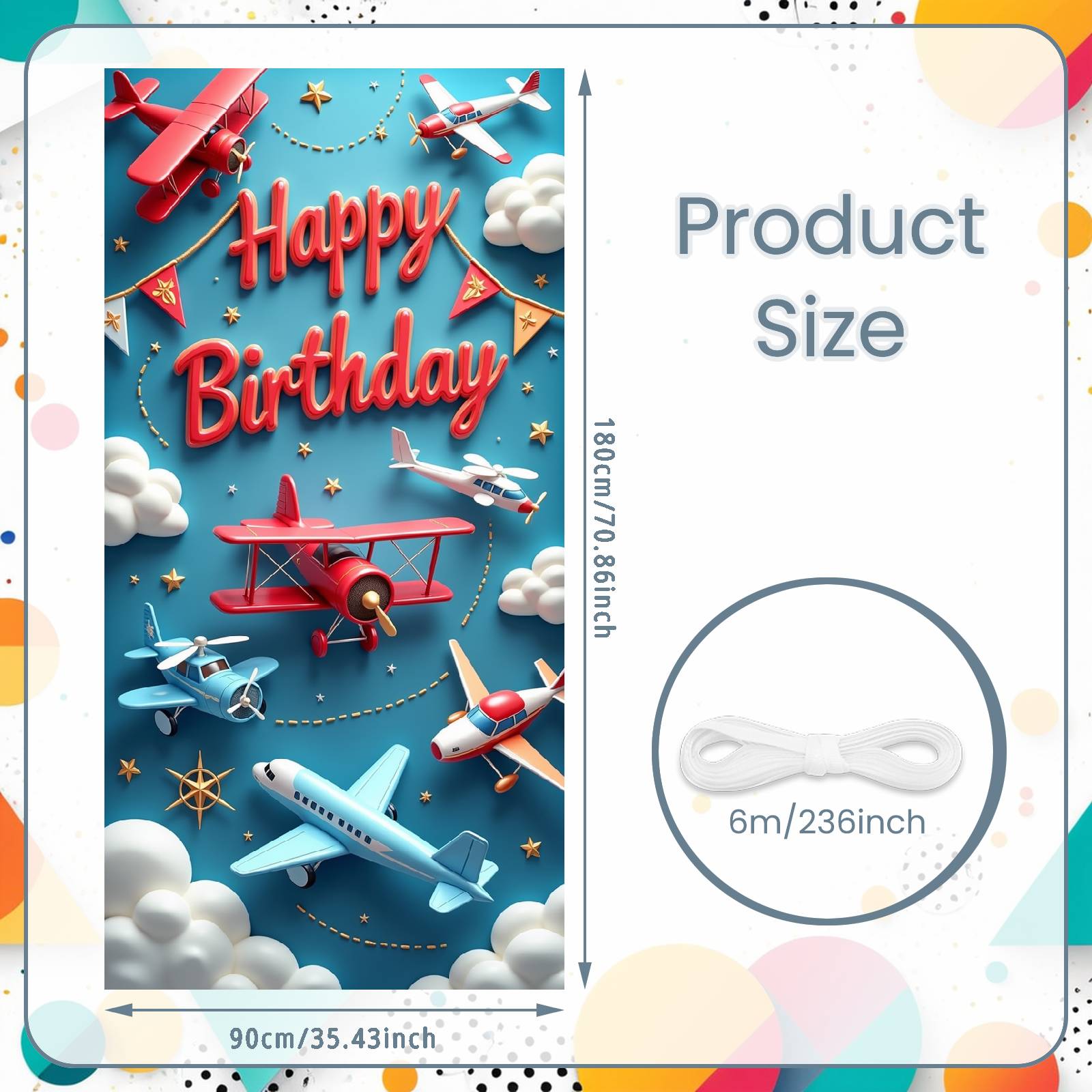 Banner Colorful Airplane Jet Party Backdrop Airplane Party Banner Aviation Elements Aviation Party Display For Photo Shoot