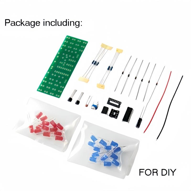 NE555 CD4017 IC LED DIY Electronic Lights Kit Red Blue Dual-Color DIY Kit Strobe Electronic Suit Flashing Lights Components