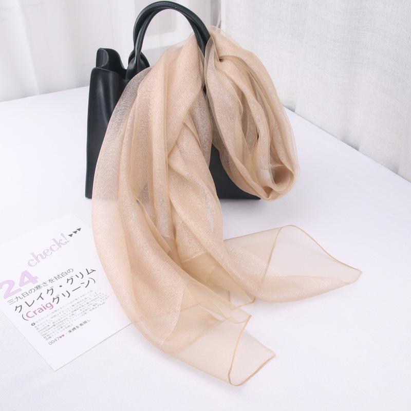 Mary Spring and autumn solid color silk scarf, double-layer gold silk, versatile long cheongsam, organza shawl, women's scarf