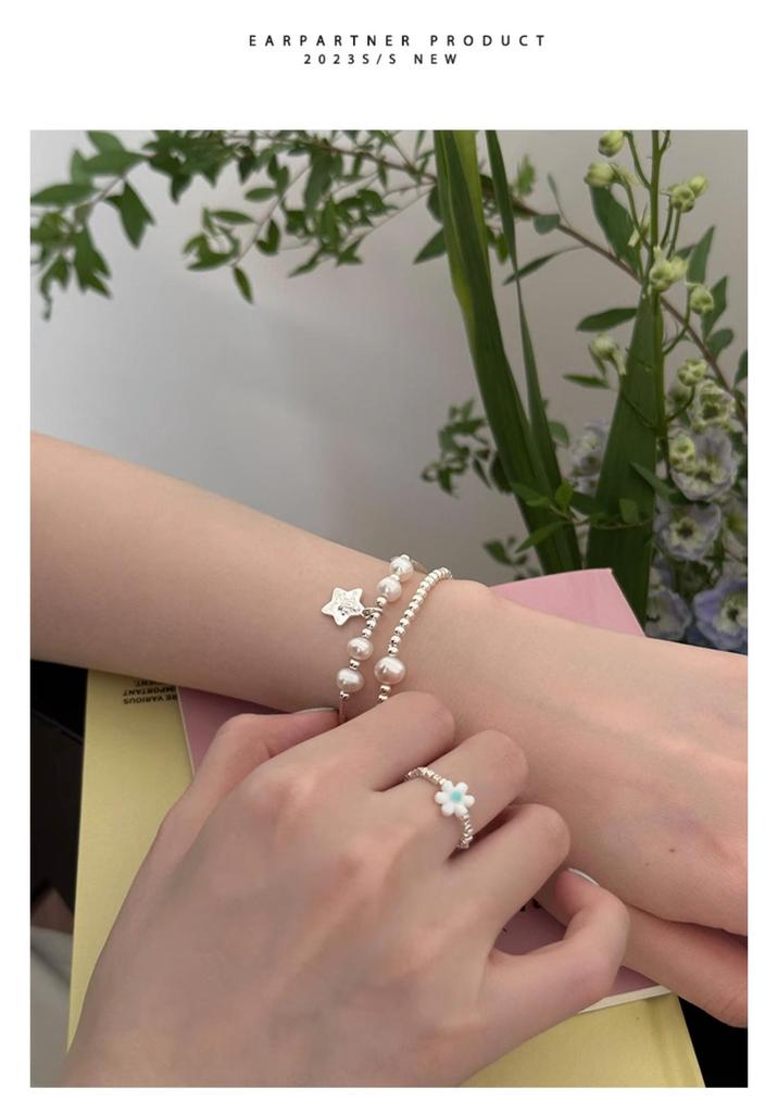 Elegant Pearl Star Pendant Bracelet for Women - Light Luxury Silver Wristband Jewelry