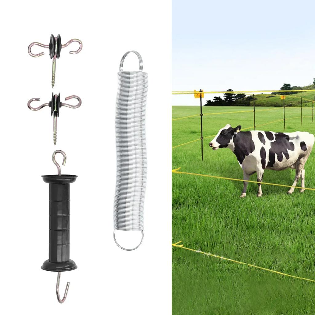 Electric Fence Gate Kit PP Iron 5 Meters Animal Spring Door Accessory With Handle Insulated Nail For Livestock