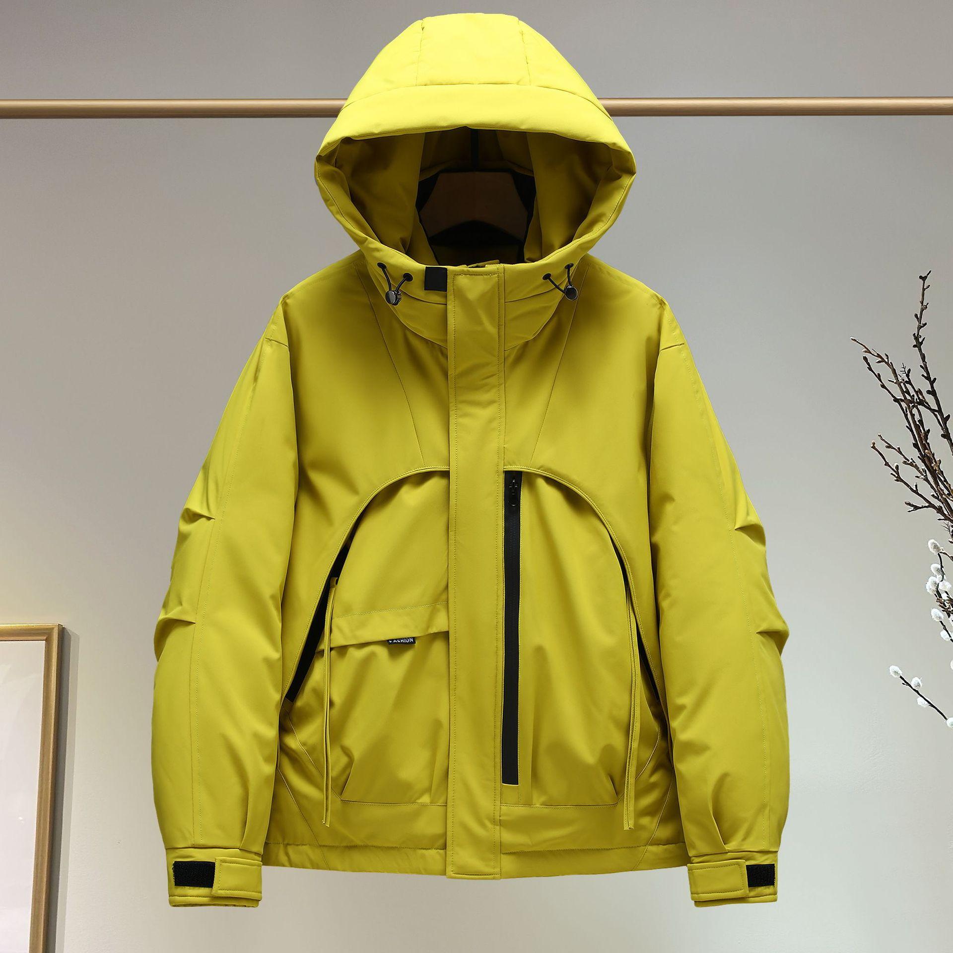 

Унисекс Спортивная Уличная Куртка с Капюшоном и Теплой Хлопковой Подкладкой M жёлтый