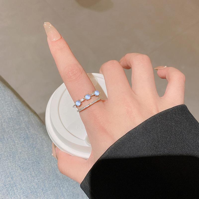 Exquisite Double-layer Cat Eye Stone Ring, Niche Design, High-end Feel, Index Finger Ring