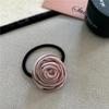 Velvet Floral Elastic Hair Tie Bun Ring - Korean Style for Women