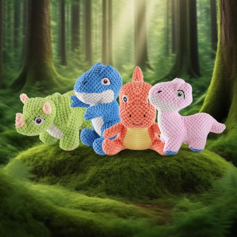 Lovely Dinosaurs Squeaky Dog Chew Toy for Interactively Fun Playing Anxiety Reliefs with Chew Resistant Easyly Washing