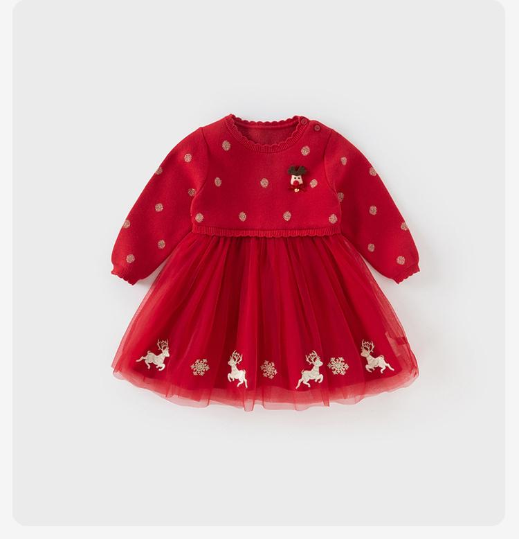 David Bella Children's Sweater Dress Autumn/Winter New Style Girls' Christmas Skirt