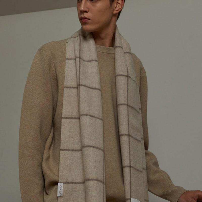 White Project BERLIN PATTERN VIRGIN WOOL MUFFLER_OATMEAL