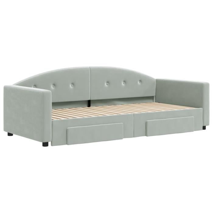 VidaXL Daybed with Trundle and Drawers Light Grey 90x190cm Velvet 3197362