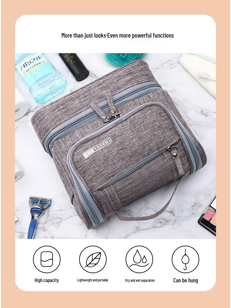 Multifunctional Travel Makeup & Toiletry Bag with Dry/Wet Separation, Large Capacity, and Portable Hanging Design