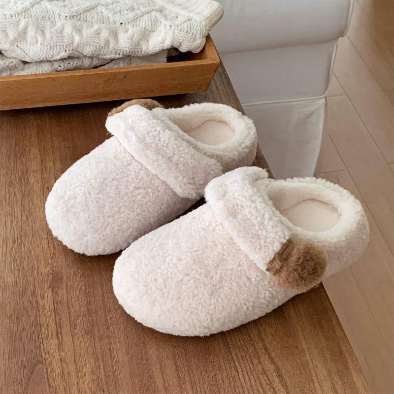 Simple Outerwear, Comfortable and Cute Home Cotton Slippers, Women's Warm and Comfortable Woolen Shoes