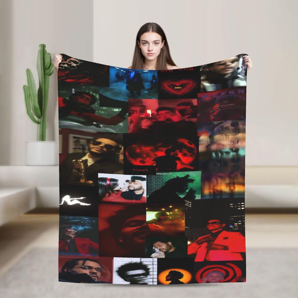 The Weeknds Rapper Singer Flannel Blanket New Album Hurry Up Tomorrow Warm Soft Throw Blanket for Bedspread Sofa Bed Cover