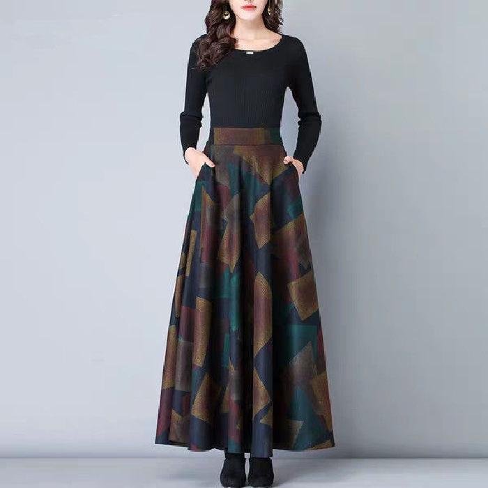 

Women s Retro Plaid A-Line Skirt - Autumn & Winter, High Waist, Medium-Length, Large Size, Big Swing, Slim Fit 2XL