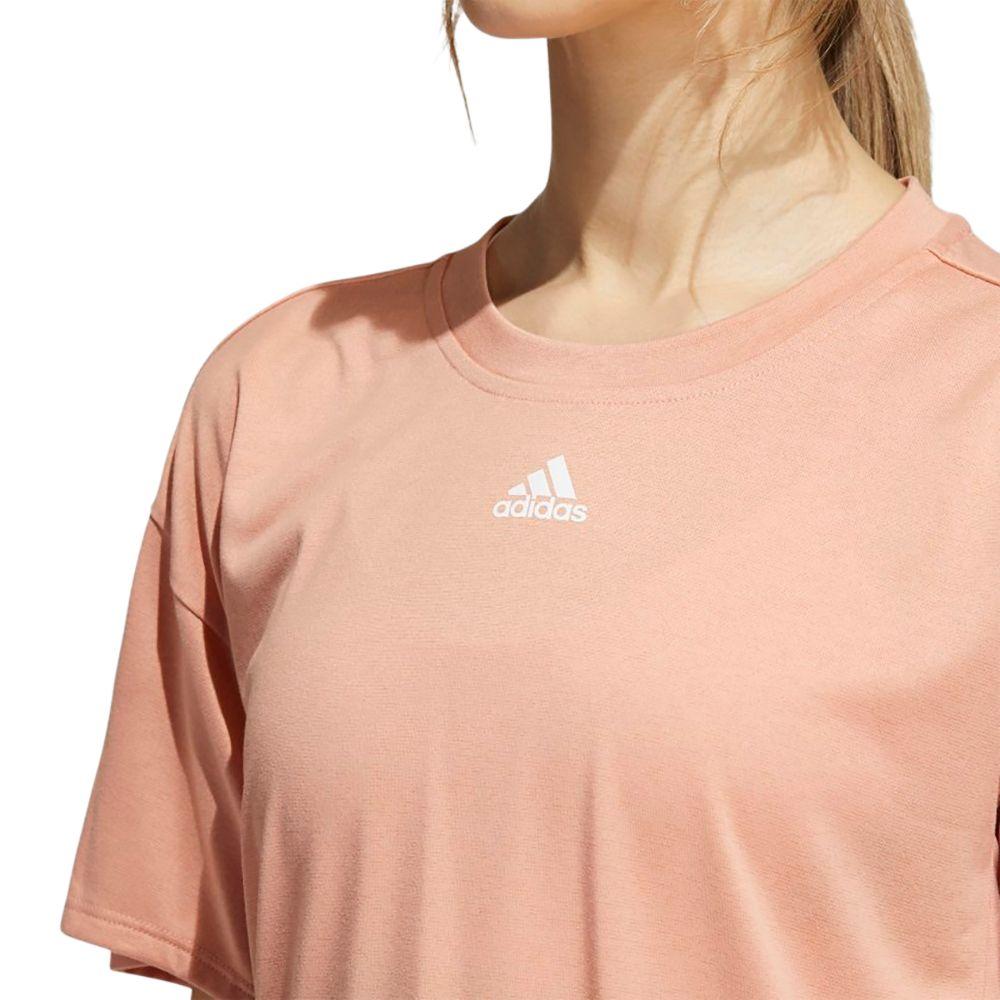 Adidas T Shirts Women's Pink Crew Neck Moderate Straight Fit H51188