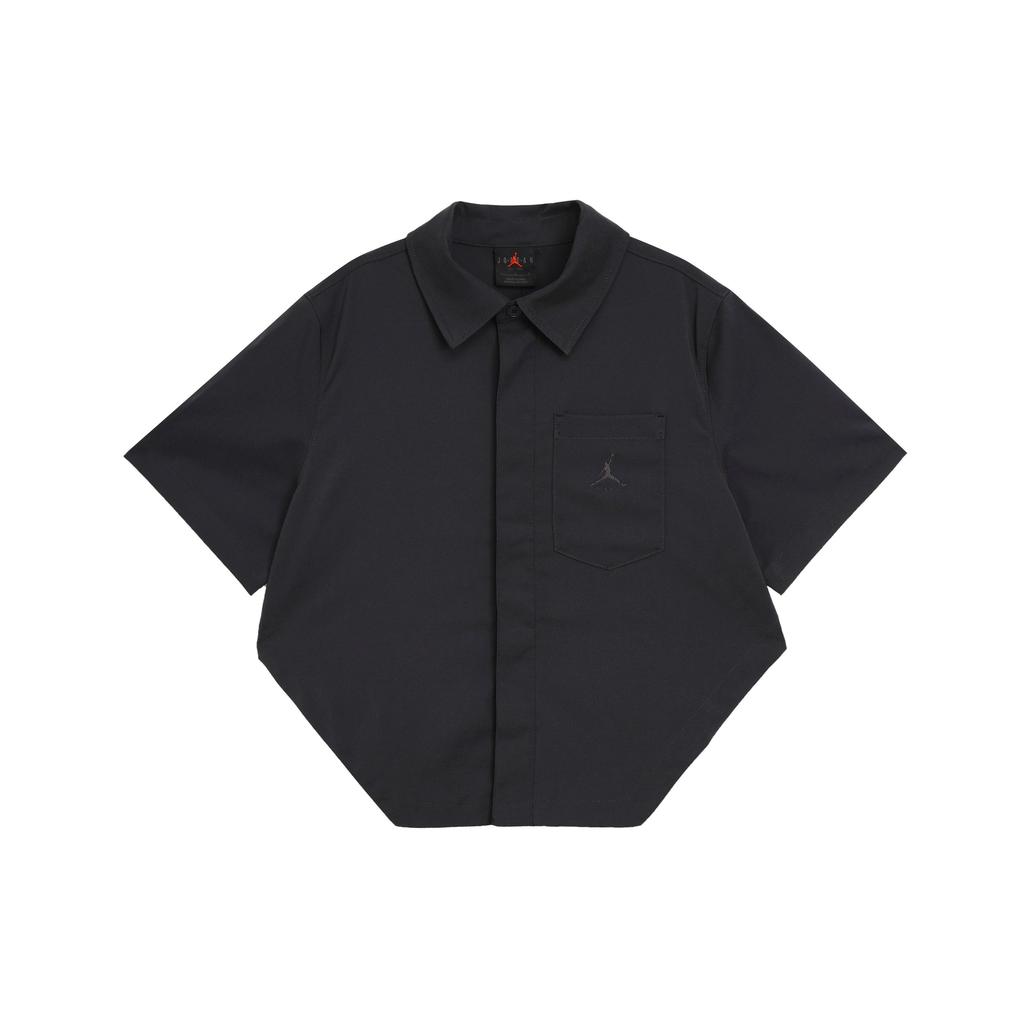 Jordan Solid Color Woven Loose Casual Comfortable Short Sleeve Shirt Women Tops Black FN5767-045