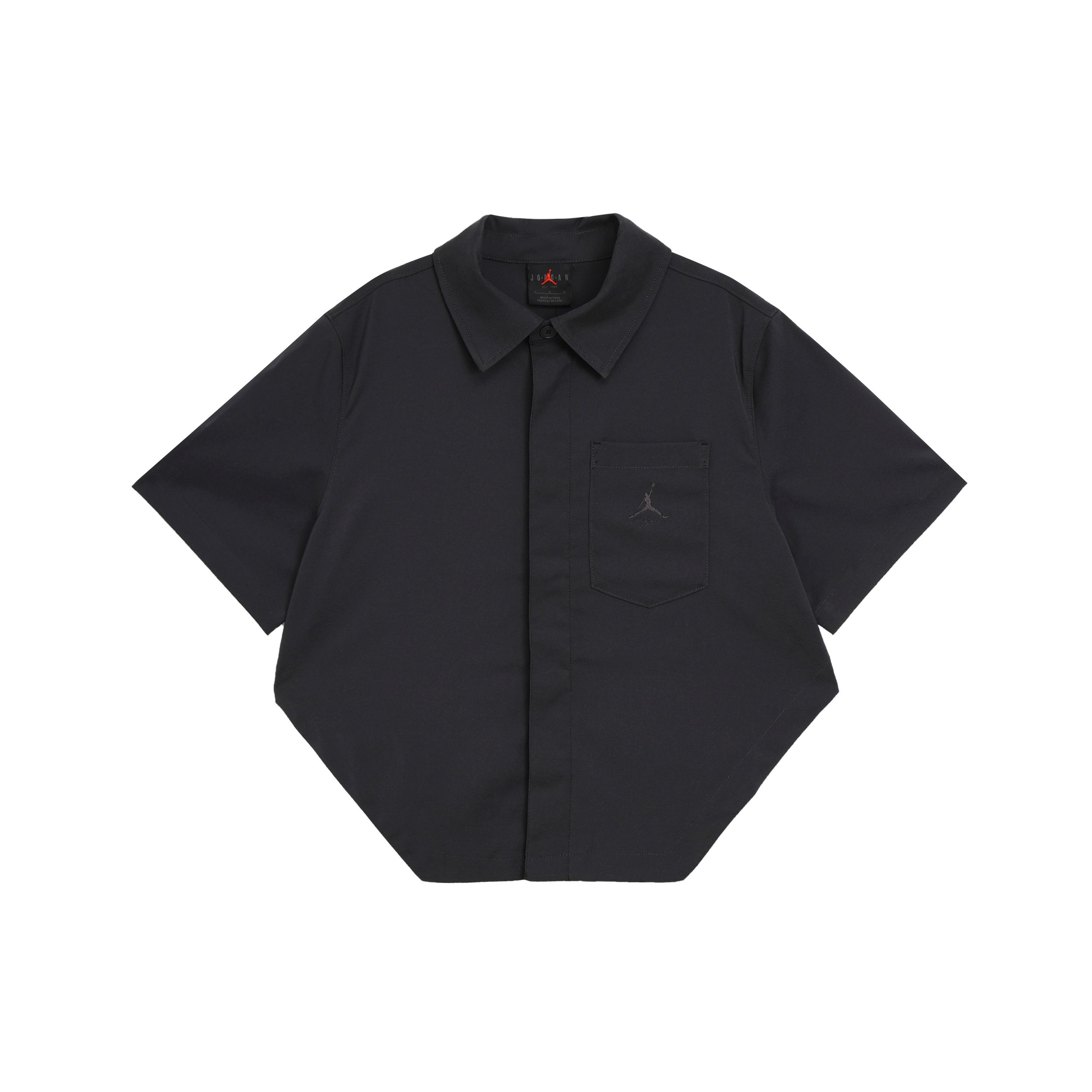 

Jordan Однотонная тканая свободная повседневная удобная рубашка с коротким рукавом для женщин, топы черного цвета FN5767-045 L