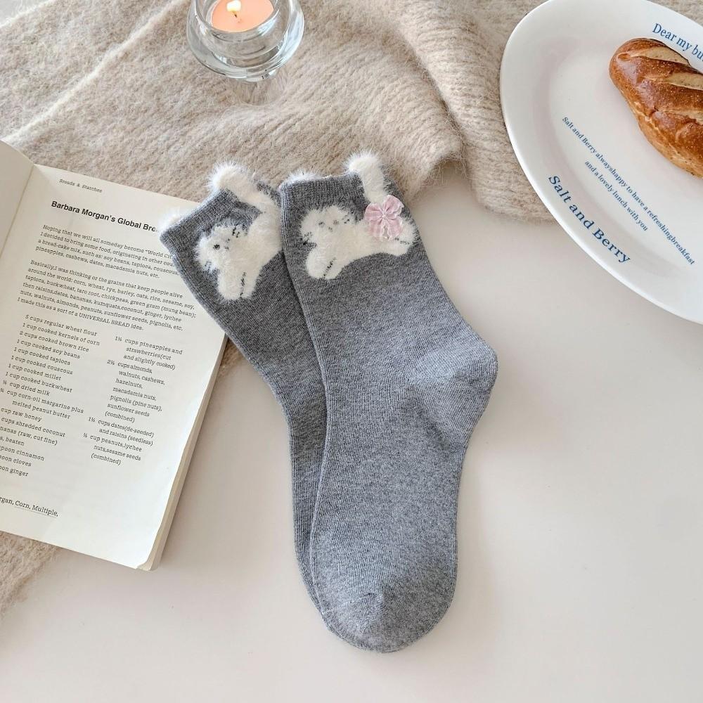 

Влагопоглощающие носки средней длины Дышащие носки Модные носки с бантом для женщин серый