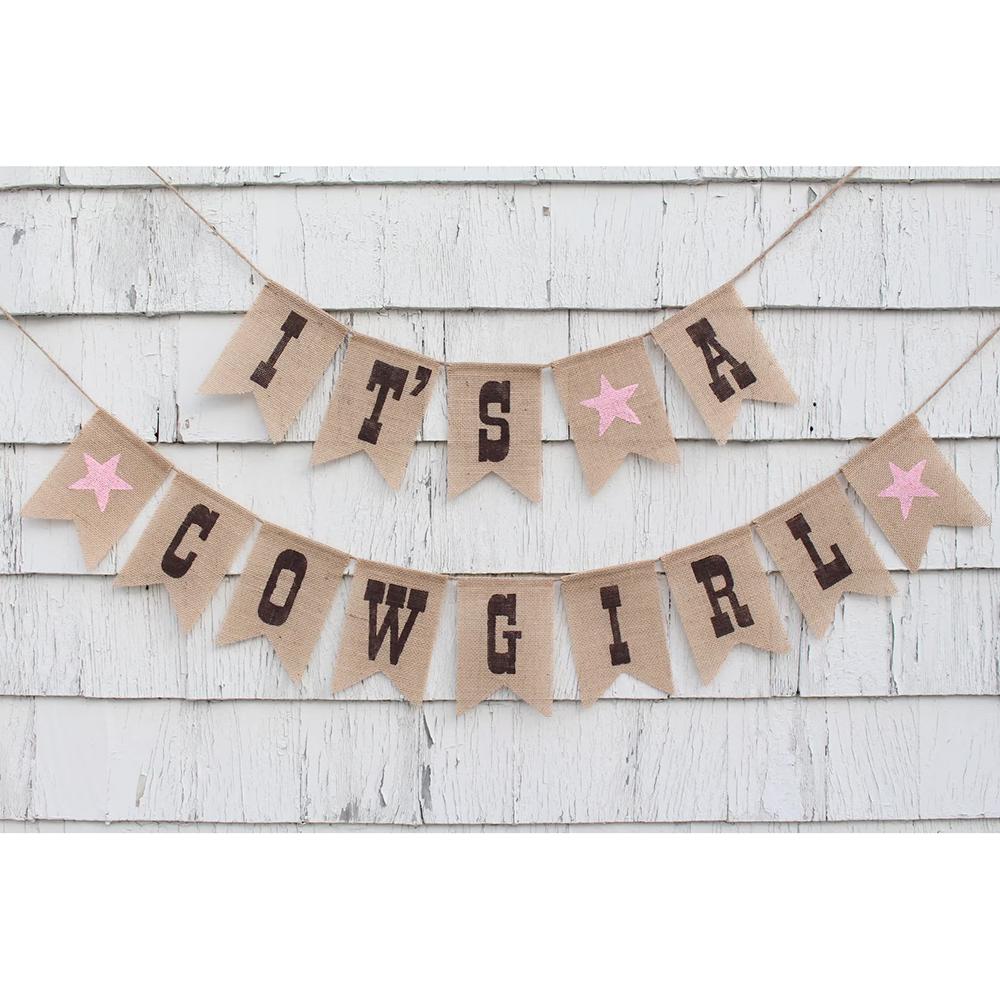 

Cowgirl Baby Shower Decor Cowgirl Banner Its A Cowgirl Horse Gender Reveal Western Theme Rustic Burlap Banner Party Decoration Single piece13x18cm