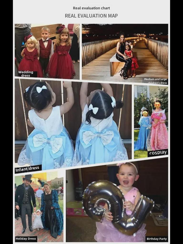 Embroidered Puff Sleeve Birthday Dress for One-Year-Old Girls