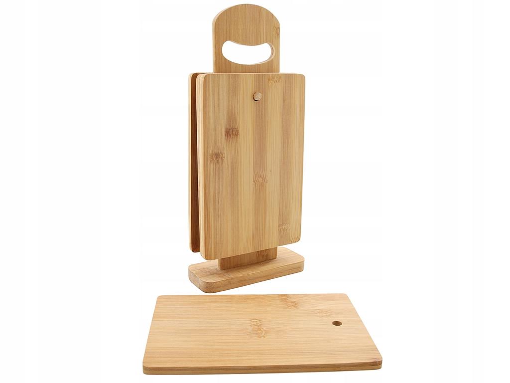 Cutting Boards Set Of 4 Bamboo Kitchen Boards + Wooden Stand