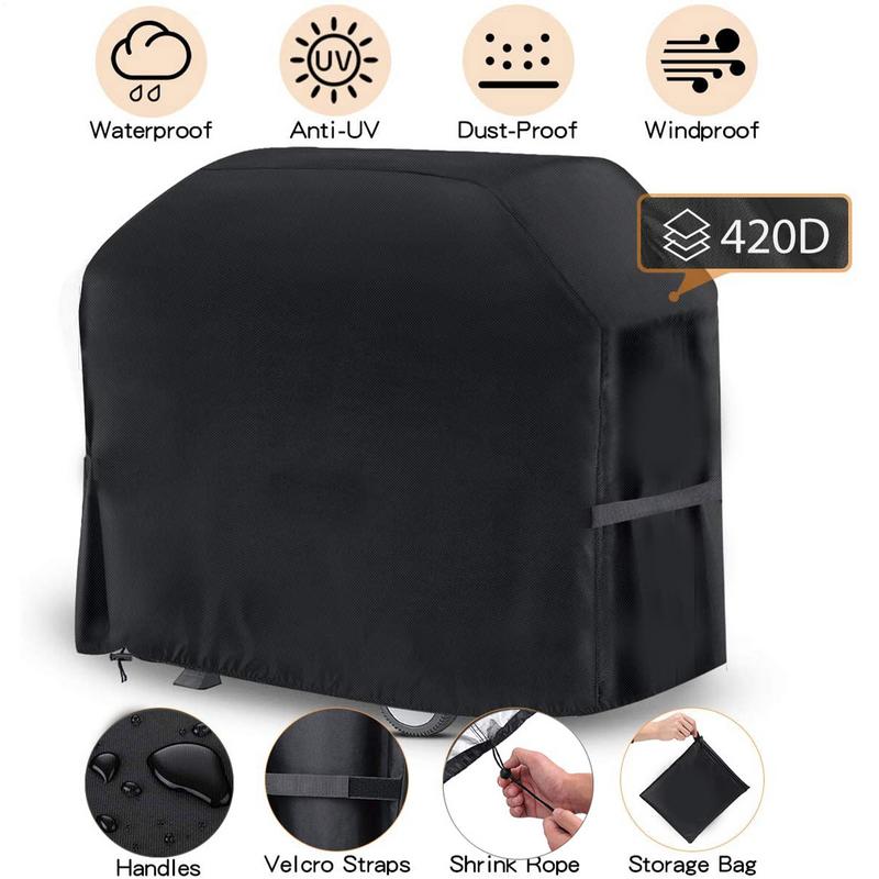 Grill Cover Burner Barbecue Cover Adjustable Oxford Fabric Waterproof Anti-UV Windproof Protection for Cooking Grilling Lawn