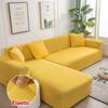 Solid Color Corner Sofa Cover Elastic Thin Fabric Sofa Covers for Living Room Pets L Shape Sofa Need Order 2 Pieces Slipcover