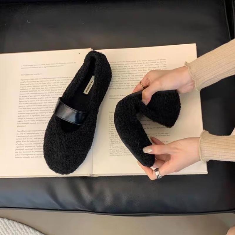 

Модные Новые Женские Балетки Лоферы Плоские Туфли Модные Неглубокие Слипоны Женские Меховые Туфли Мэри Джейн Мягкие Уличные Туфли для Бабушки Zapatos Mujer 35 чёрный