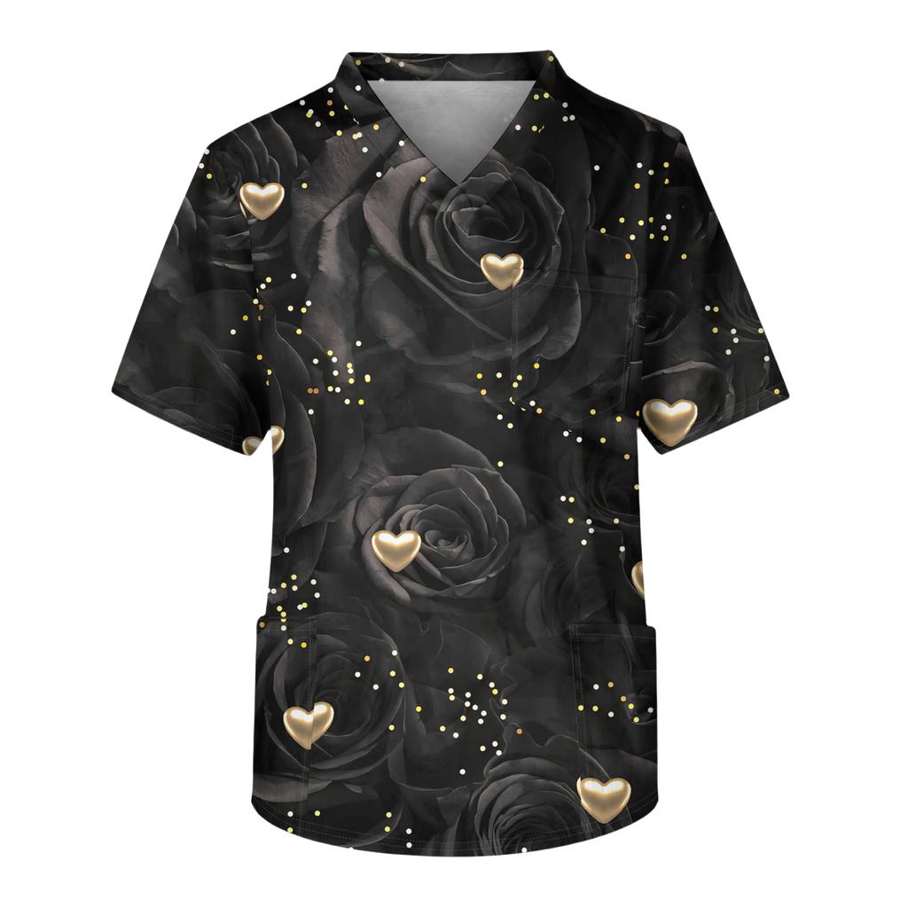 Men's Casual Short,Sleeved V,Neck Printed Front Pocket Top