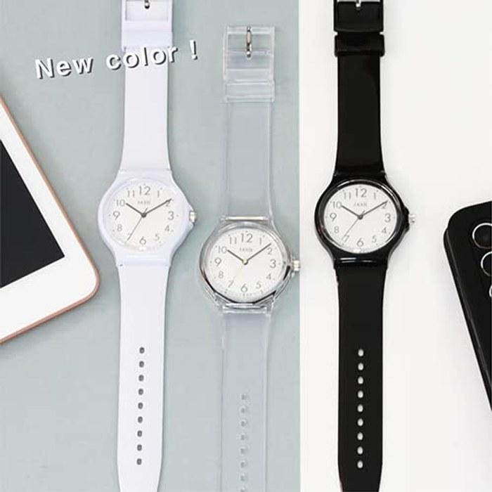 J-AXIS Pastel Color Watch Simple Easy-to-Read Plastic Case Round Lightweight Matching Pair Children Student TCG73 Unisex Clear One Size