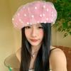 Korean Polka Dot Berets Mesh Beanie Cap British Knit Painter Caps  Streetwear