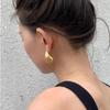 Bv Heavy Industry Hollow Water Drop Shape Earrings Simple And Old Matte Curved S925 Silver Needle Niche Earrings Women