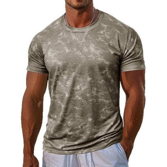 Men's Gym Muscle Tee Short Sleeve Round Neck T-Shirt Casual Printed Tee Shirt for Exercise Vacation Streetwear