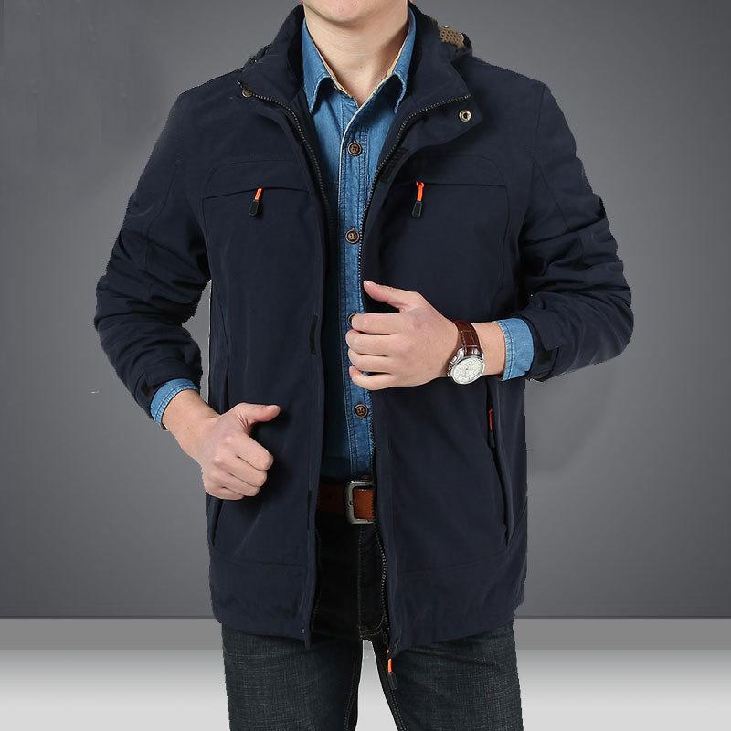 Autumn and winter outdoor casual jacket middle-aged jacket large size medium and long velvet thickened breathable men's jacket