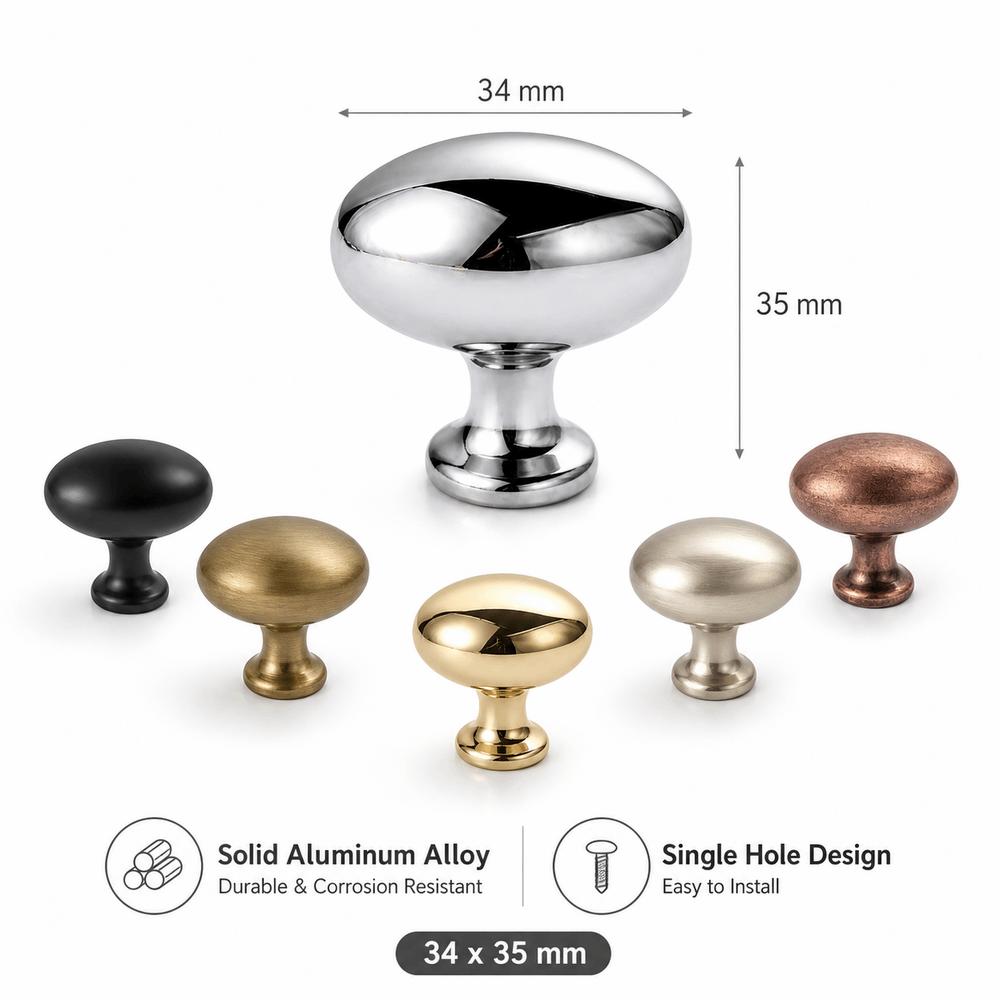 Single Hole Cabinet Handles Oval Door Knobs Vintage Drawer Pulls  Furniture Doors