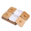 Ceramic Appetizer Serving Plate with Bamboo Tray Cover for Fruits Nuts Desserts (4-Compartment)