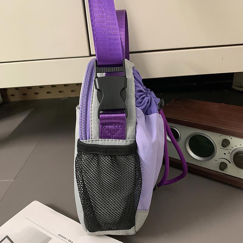 Contrast Color Small Bag Women's Lightweight Crossbody Bag Men Drawstring Shoulder Bag with Coin Purse