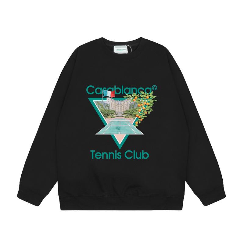 American Trendy Brand Casablanca Crew Neck Sweater Hoodie Men's Couple Ins Autumn and Winter Thickened Long-sleeved Women's T