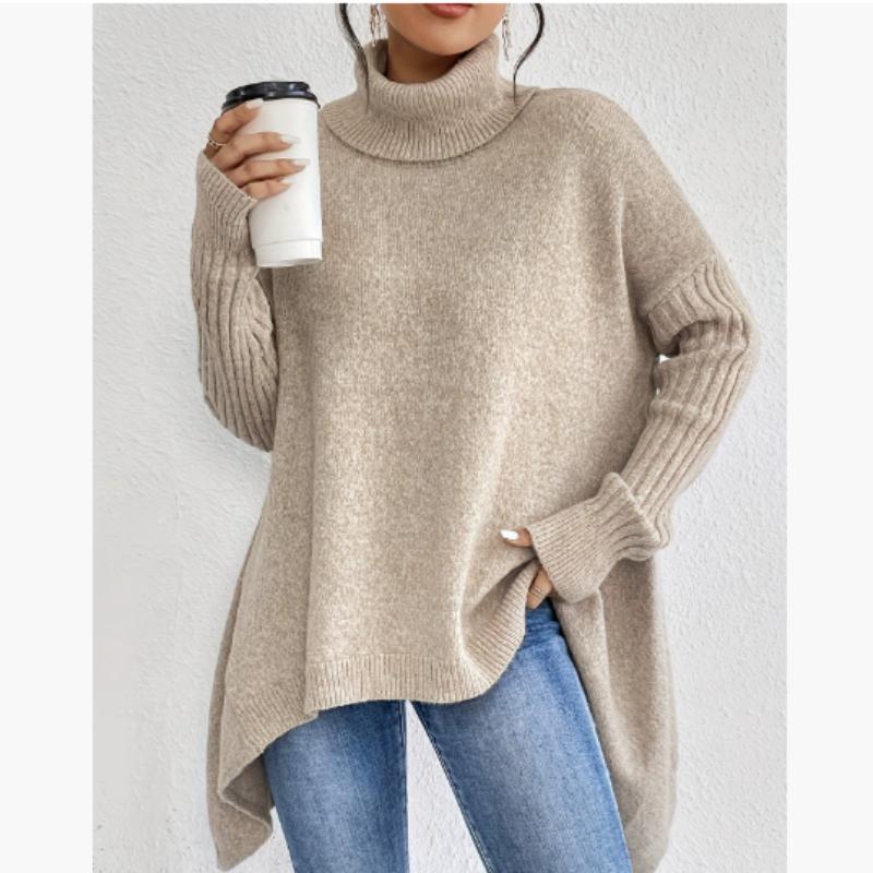 

Новый осенне-зимний женский повседневный пуловер с длинным рукавом и высоким воротом XL бежевый